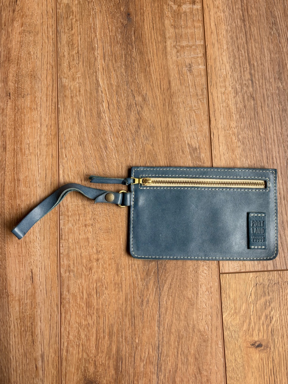 Portland Leather Company 100% Genuine Leather Wristlet Wallet Purse Zipper Pouch